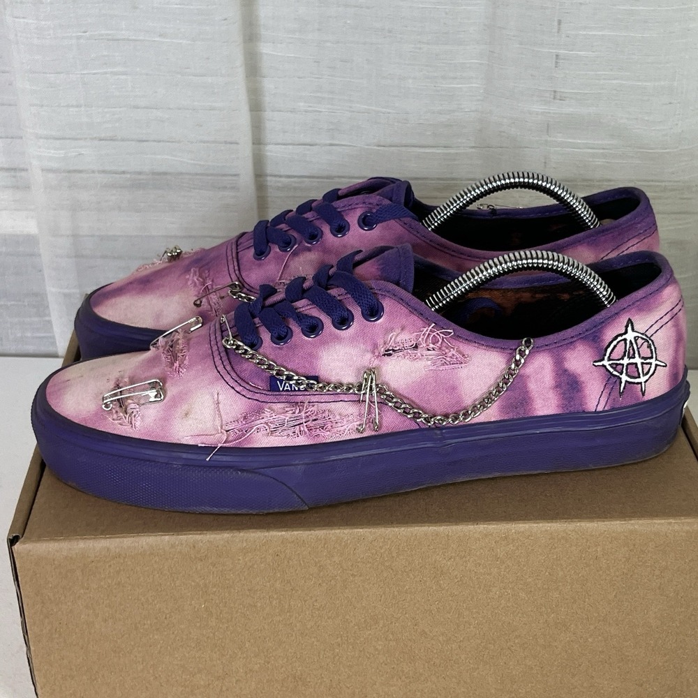 Vans Unisex Custom Design Shoes Distressed Bleached Emo Goth Men 10.5 / Women 12